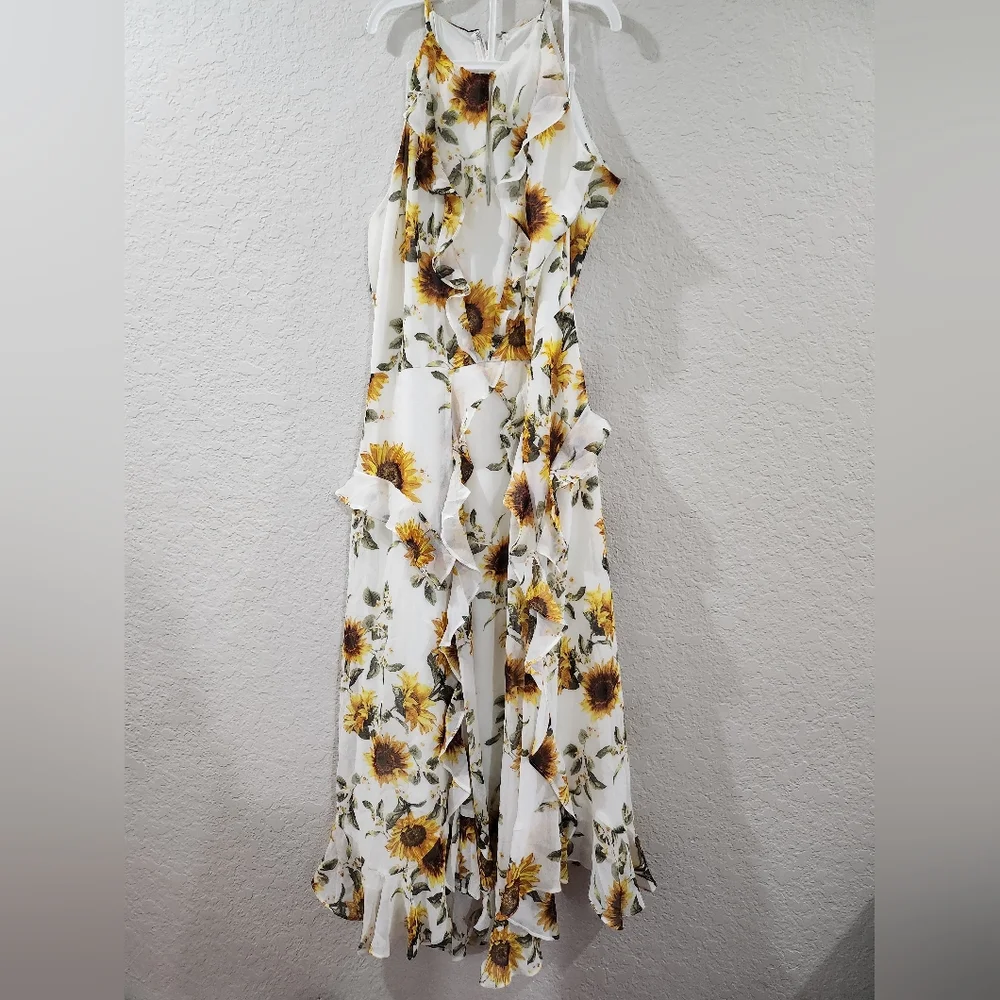 WHBM Ruffle Halter Midi Dress - Picture 3 of 8